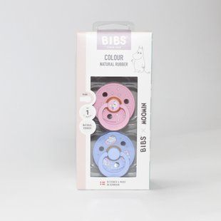 Соска пустушка Bibs x Moomin Pacifier Colour 2 pack Dreaming Latex Size 1 Baby Pink mix 500000120 фото