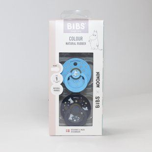 Соска пустушка Bibs x Moomin Pacifier Colour 2 pack Good Night Latex Size 1 Breeze mix 500000121 фото
