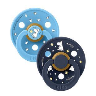 Соска пустушка Bibs x Moomin Pacifier Colour 2 pack Good Night Latex Size 1 Breeze mix 500000121 фото