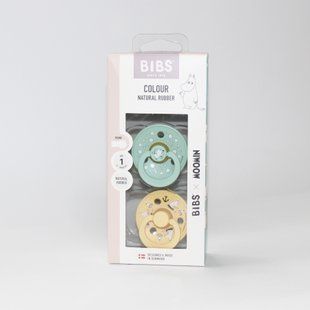 Соска пустушка Bibs x Moomin Pacifier Colour 2 pack Sailing Latex Size 1 Nordic Mint mix 500000123 фото