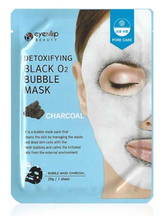 Маска тканинна вугільна для обличчя що очищає Eyenlip detoxifying black 02 bubble mask charcoal 20ml 20261204504 фото